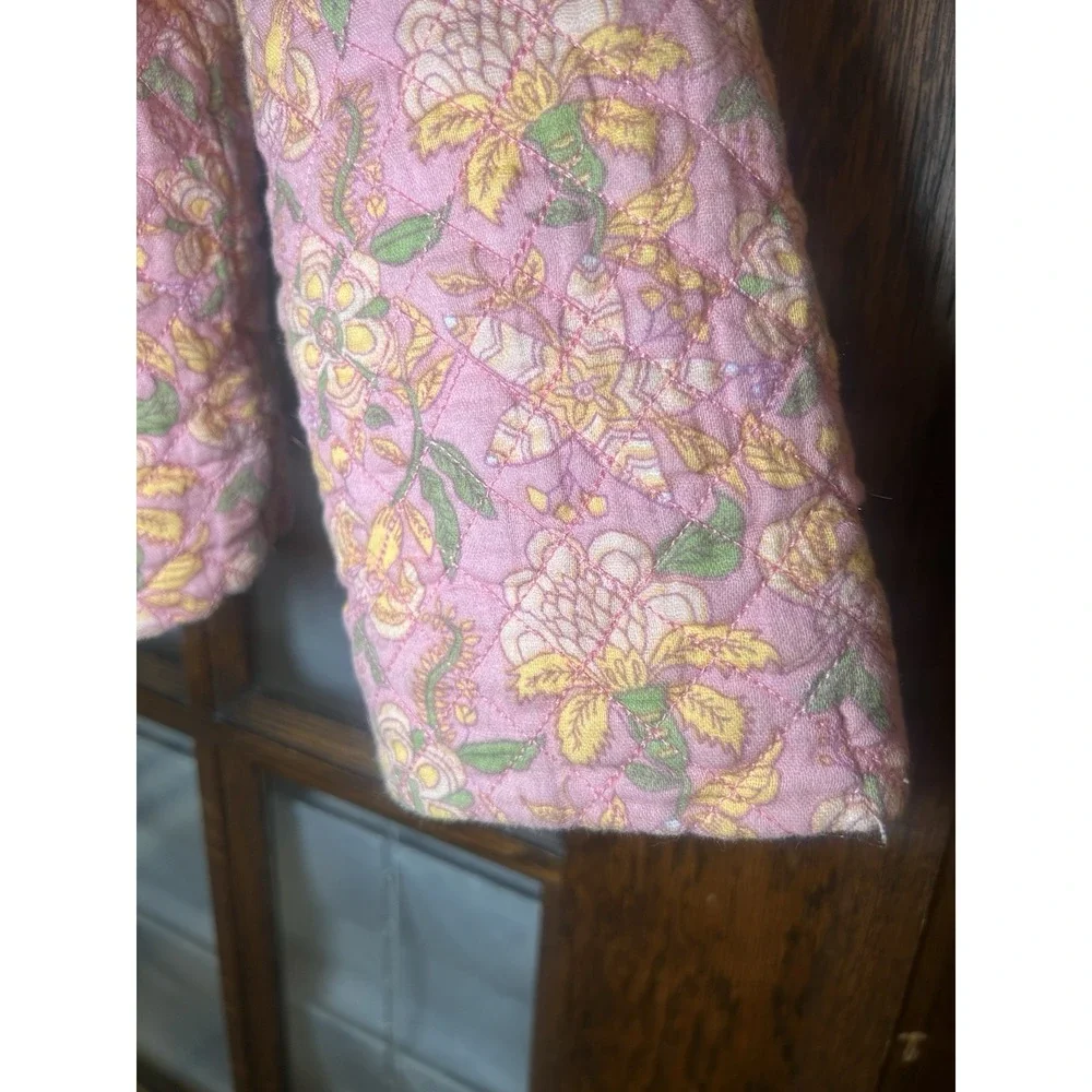 Louise Misha Jasmina Quilted Floral Jacket with Faux Fur Collar - Pink